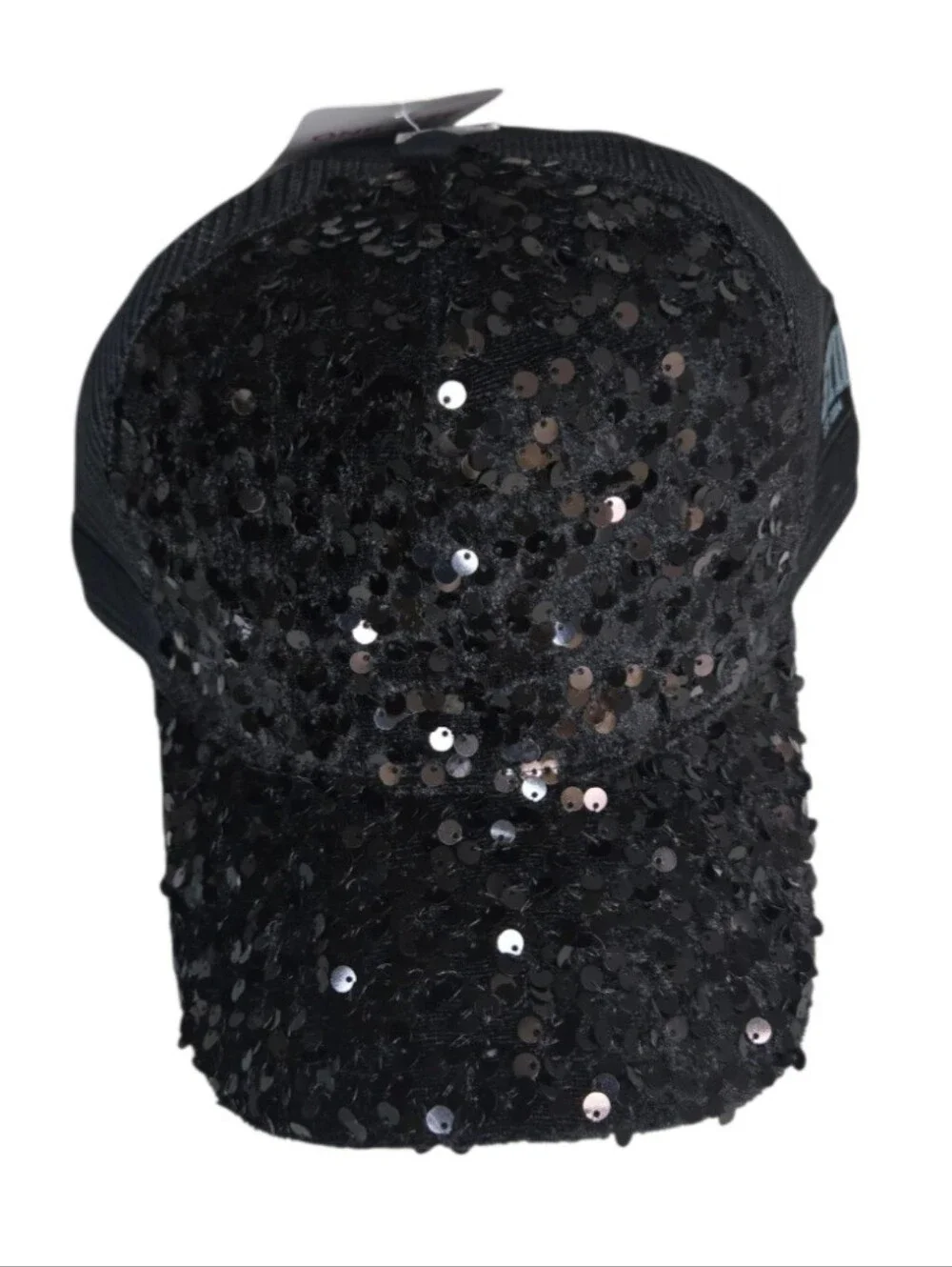 Justice Girl's Velvet Sequins Baseball Hat in Black, One Size Snapback NWT!